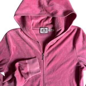 Juicy Couture Pink Velour Zip Hoodie XL Women’s Y2K 2011 USA Made
